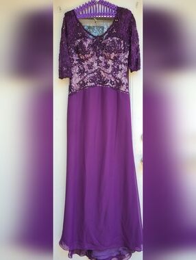 May Queen Purple Lace Maxi Evening/Wedding Dress